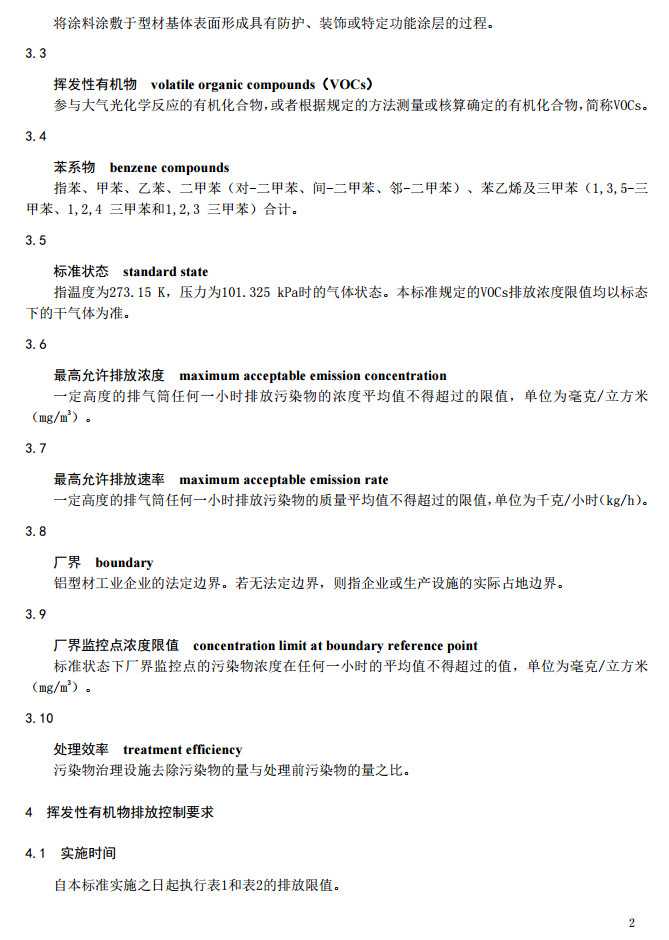 山東省工業(yè)鋁型材料揮發(fā)性有機廢氣排放標(biāo)準(zhǔn)