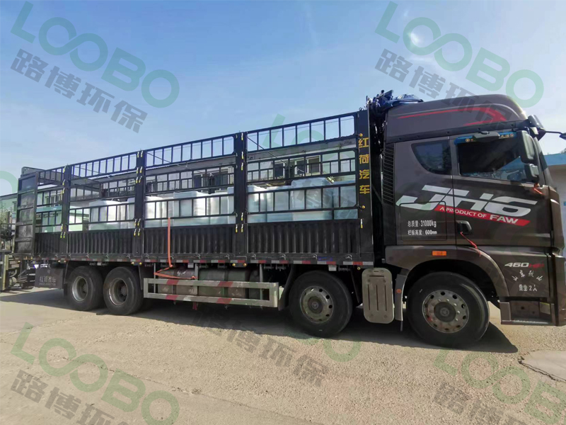 編號LB-XZ移動式焊接煙塵凈化器，裝車啟程，發(fā)往江蘇